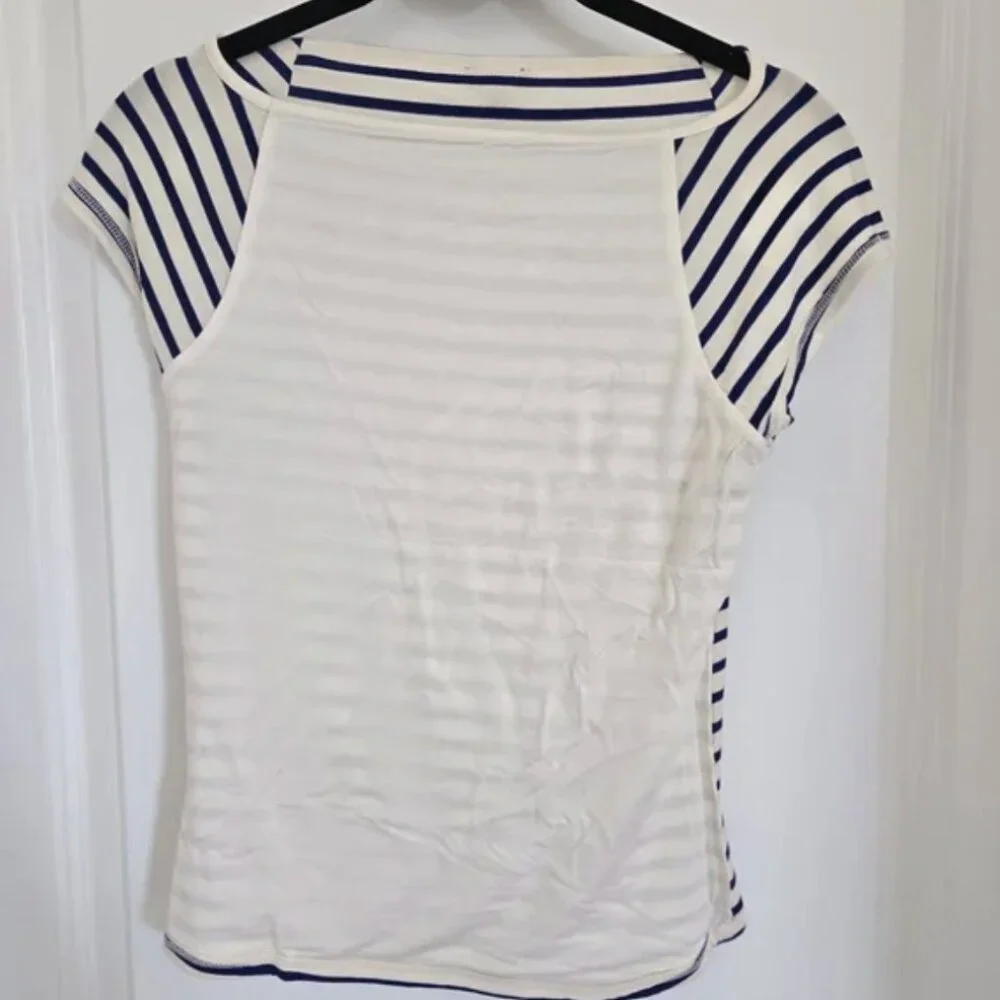 NWT • Express • fitted striped boat neck short sleeve top - Picture 8 of 9